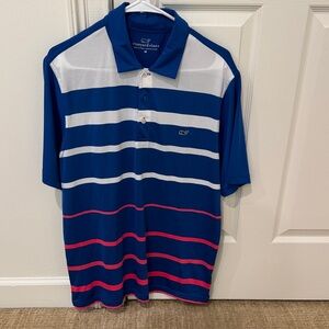 Vineyard Vines Men's Polo in Blue, White, and Pink